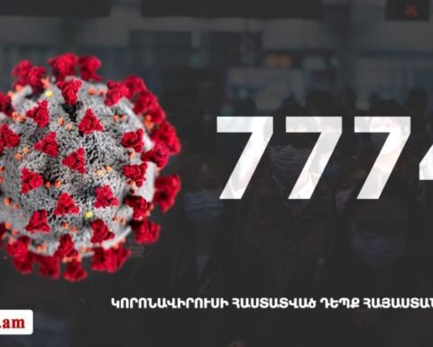 Հայաստանի մէջ «Քորոնա» Ժահրով վարակուած անձերու հաստատուած թիւը հասաւ 7774-ի