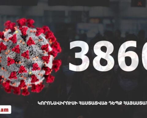 Հայաստանի մէջ «Քորոնա» Ժահրով վարակուած անձերու հաստատուած թիւը հասաւ 3860 -ի