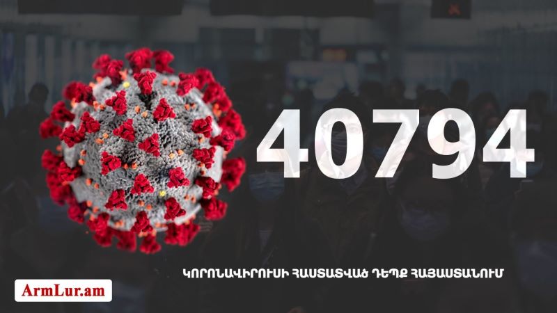 Հայաստանի մէջ «Քորոնա» ժահրով հիւանդներու թիւը հասաւ 40 794-ի