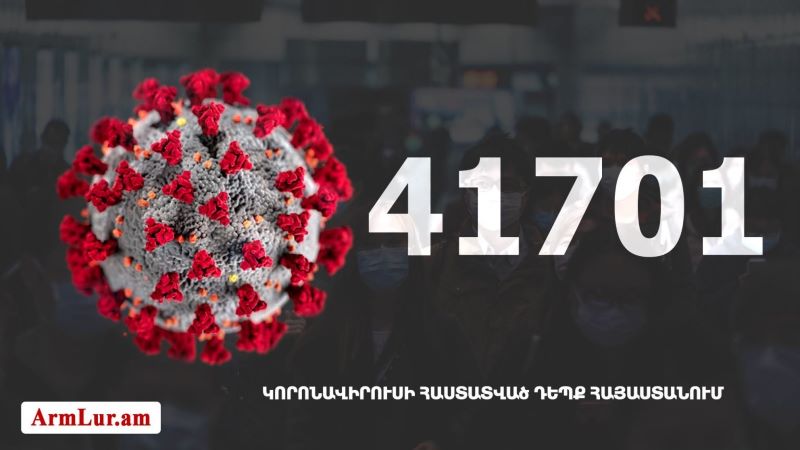 Հայաստանի մէջ «Քորոնա» ժահրով հիւանդներու թիւը հասաւ 41 701-ի