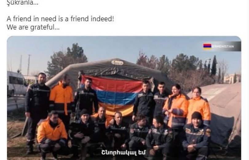 «Շնորհակալ եմ»․ Թուրքիոյ ԱԳ նախարարը նաեւ հայերէնով շնորհակալութիւն յայտնած է օգնութեան մեկնած փրկարարներուն